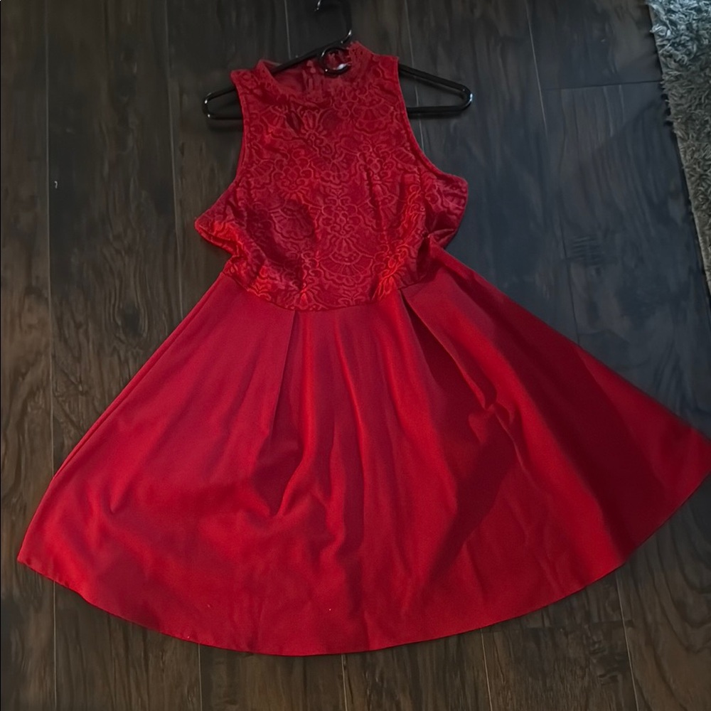 Women's Elegant Red Lace  Dress